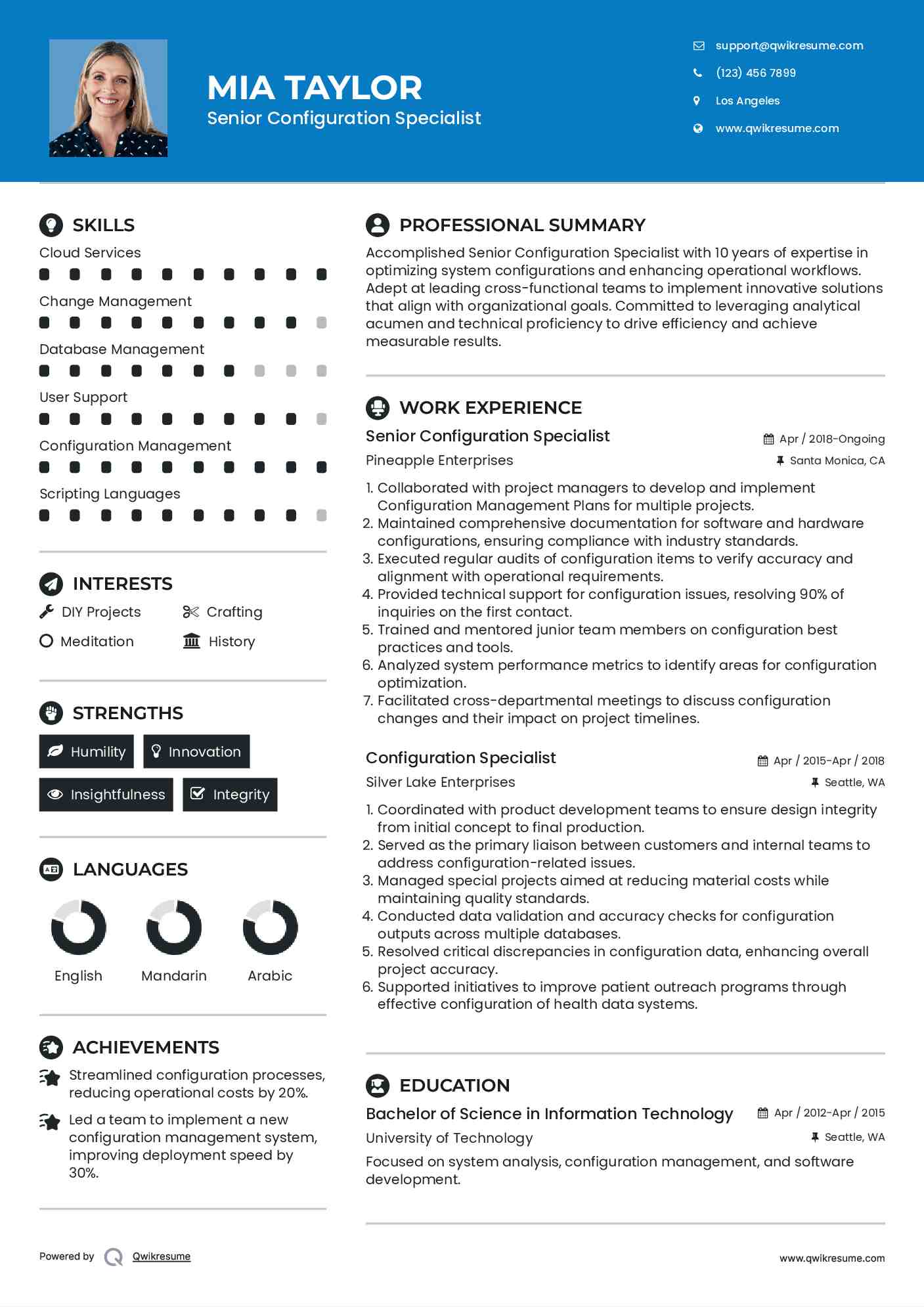 Senior Configuration Specialist Resume Sample