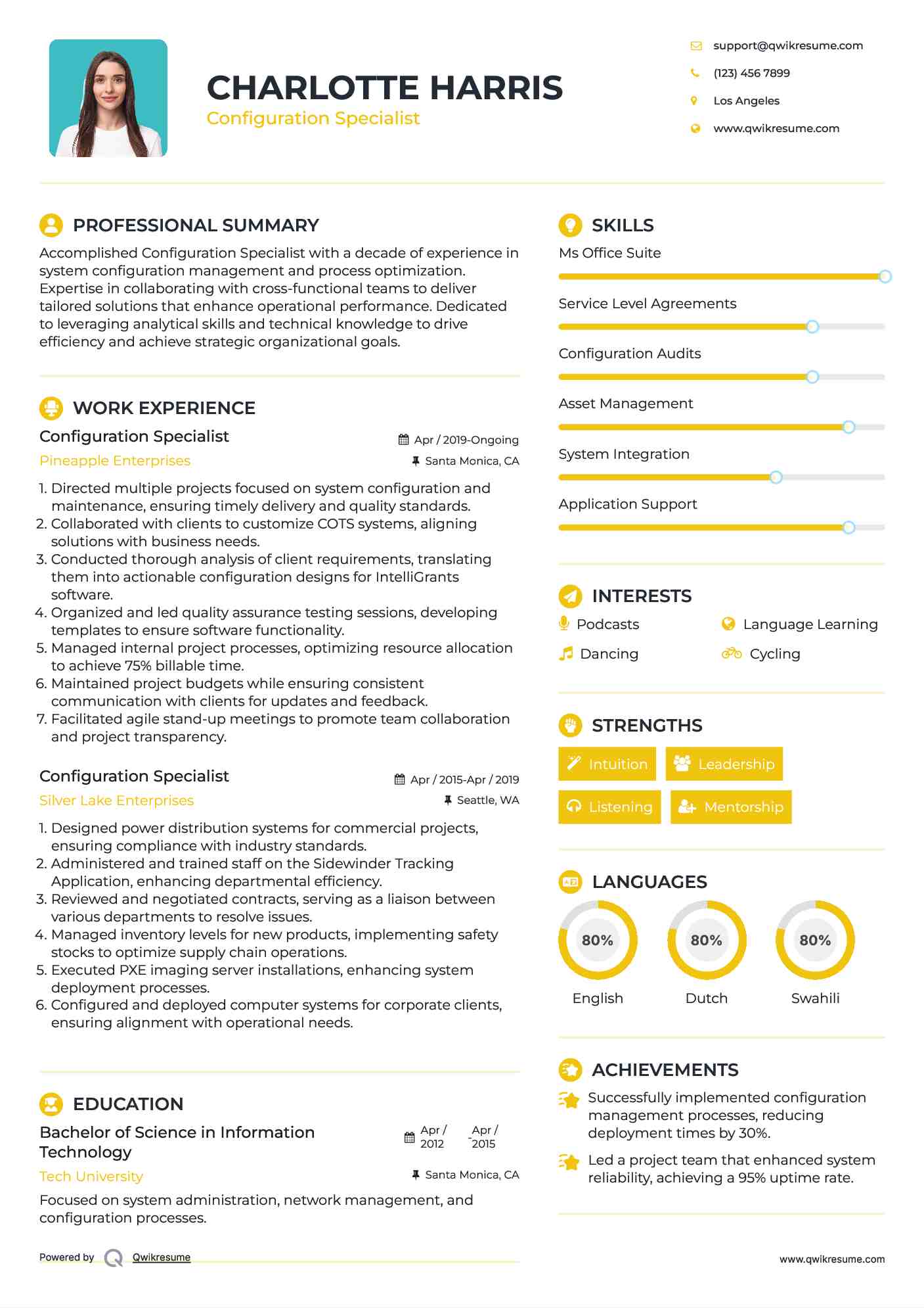 Configuration Specialist Resume Example