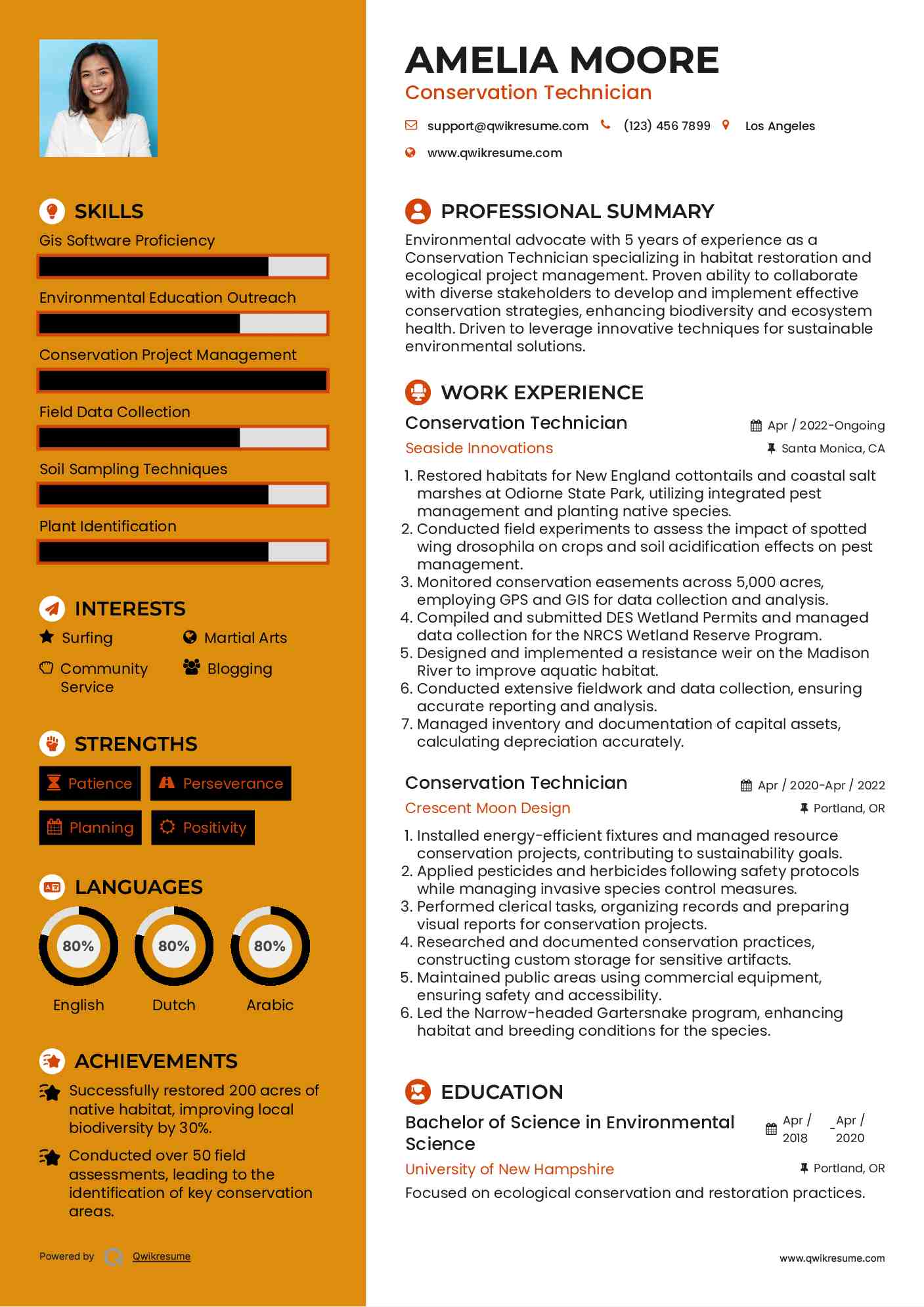 Conservation Technician Resume Model