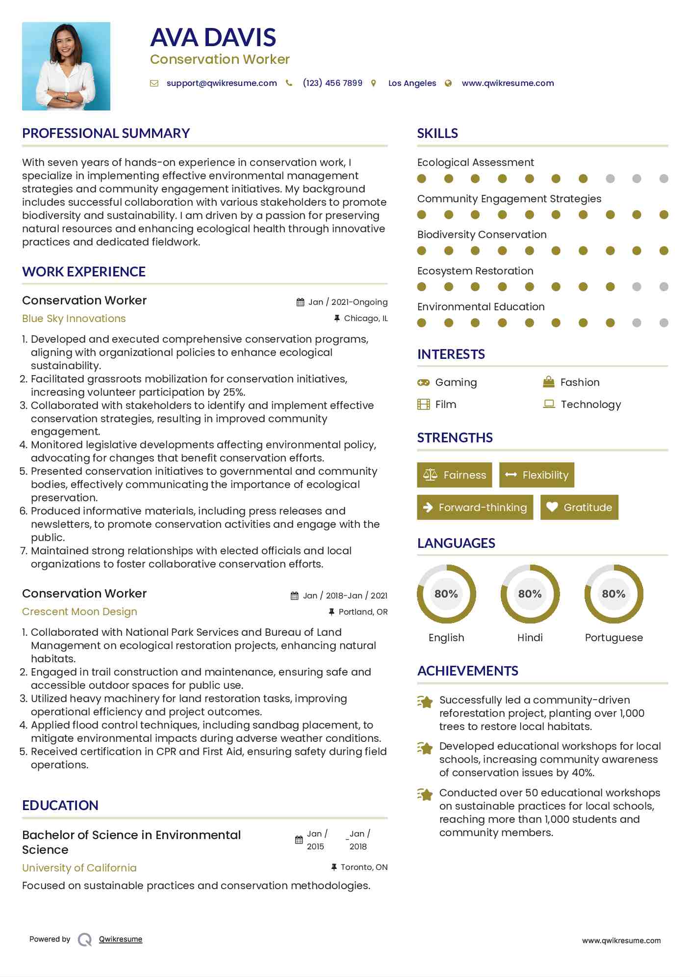 Conservation Worker Resume Example