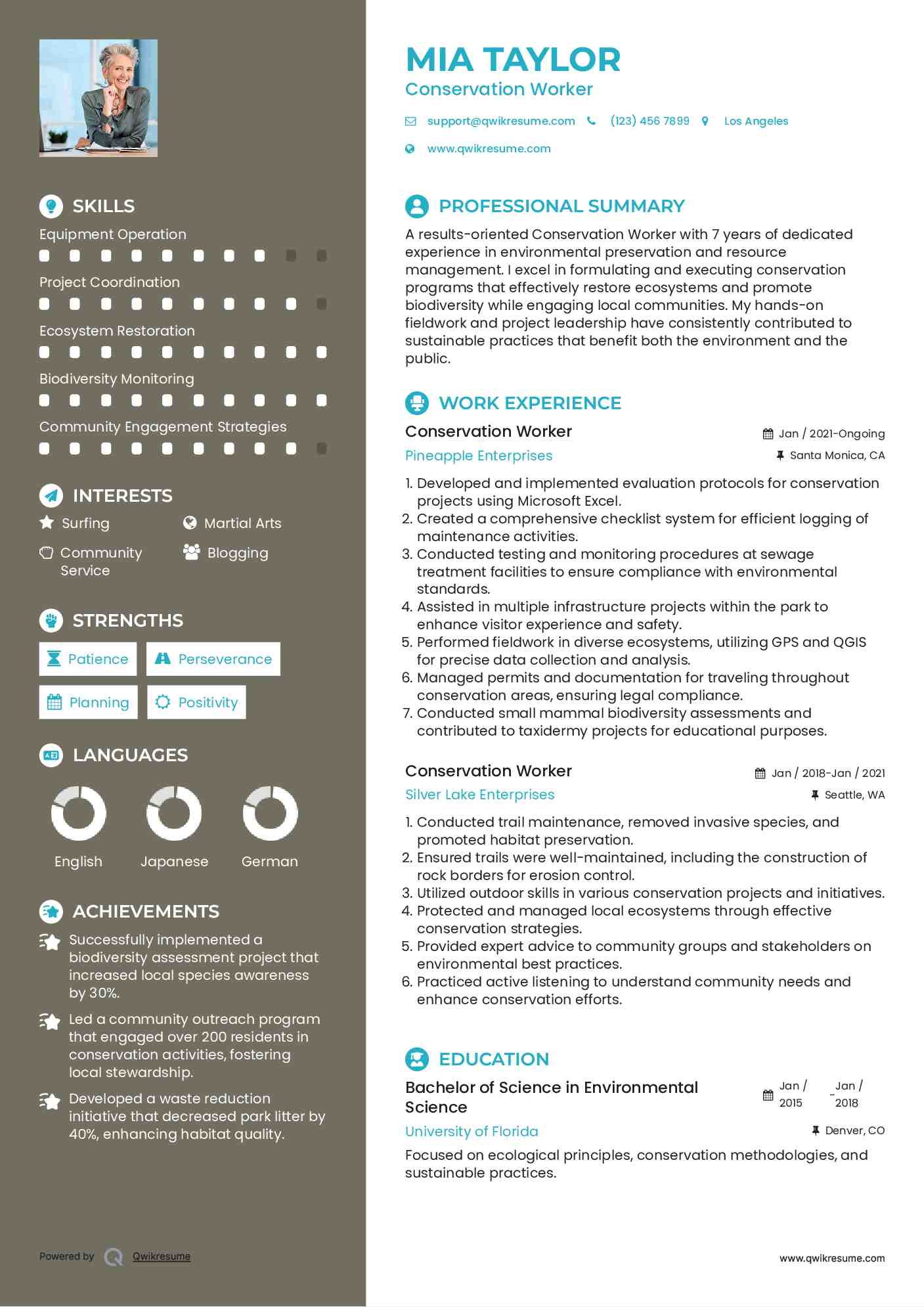 Conservation Worker Resume Format