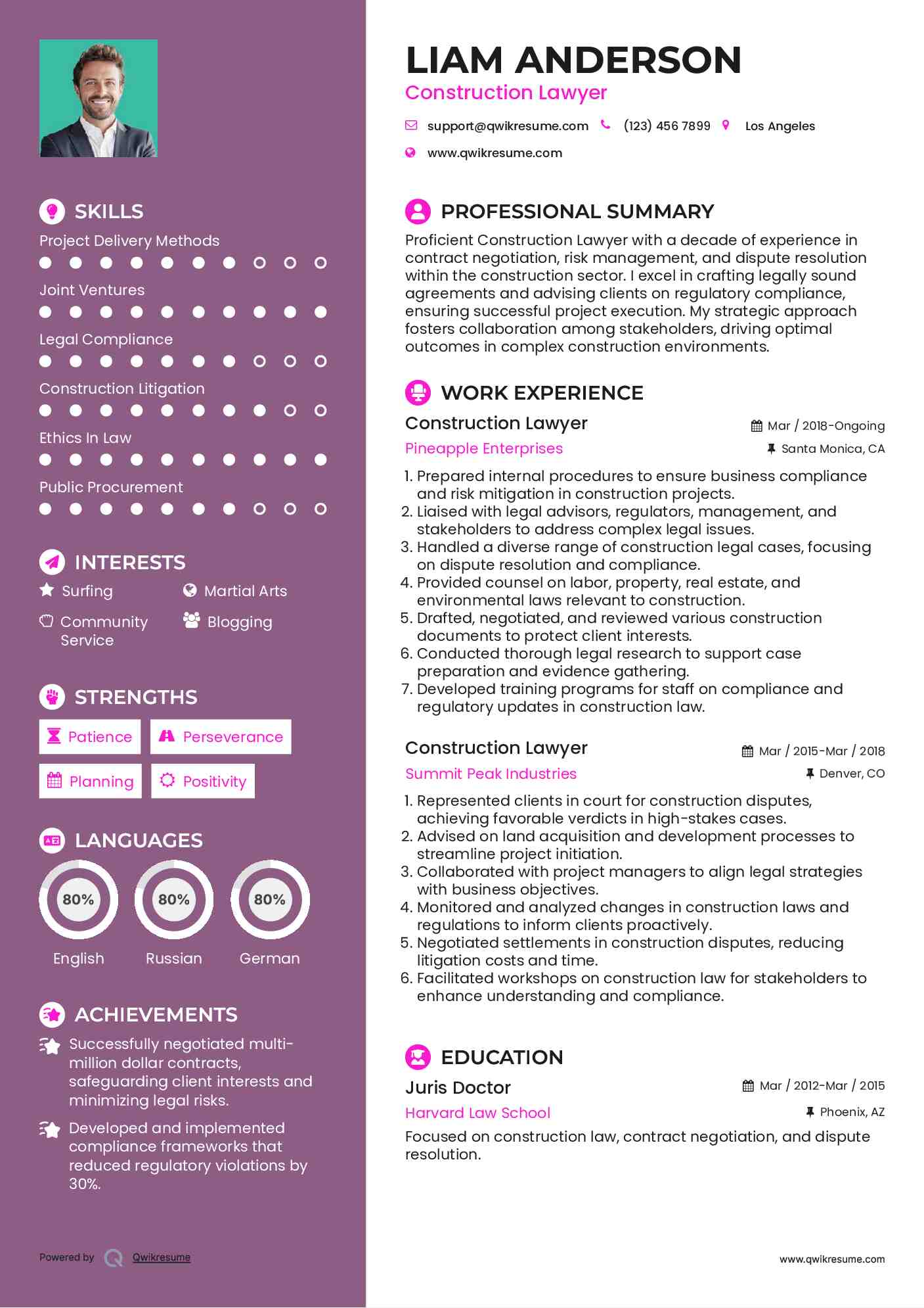 Construction Lawyer Resume Template