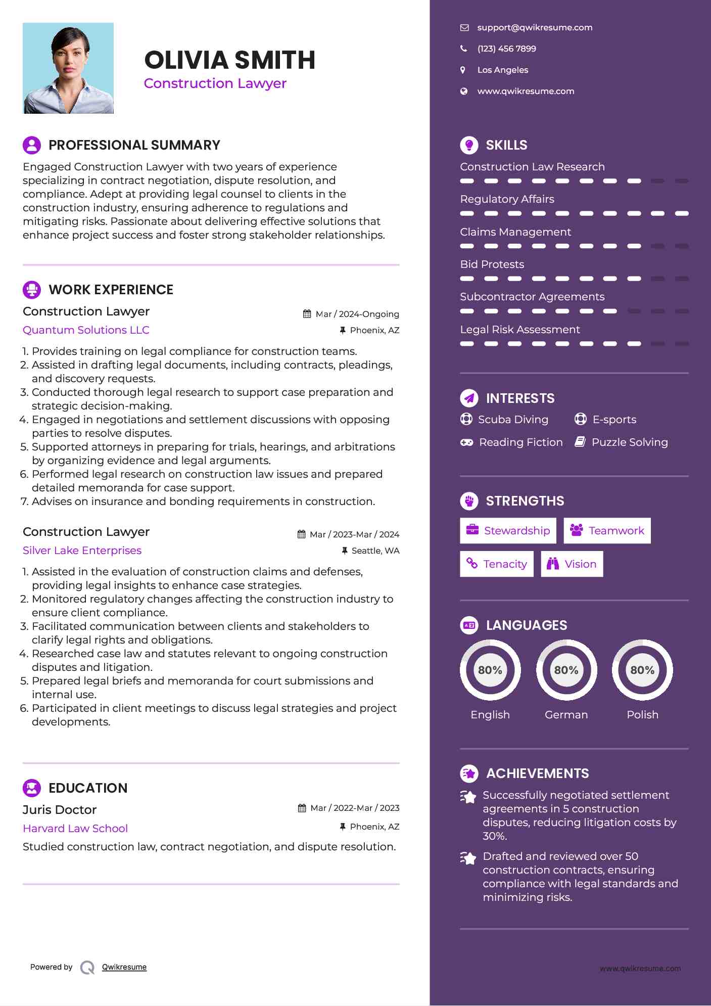 Construction Lawyer Resume Example