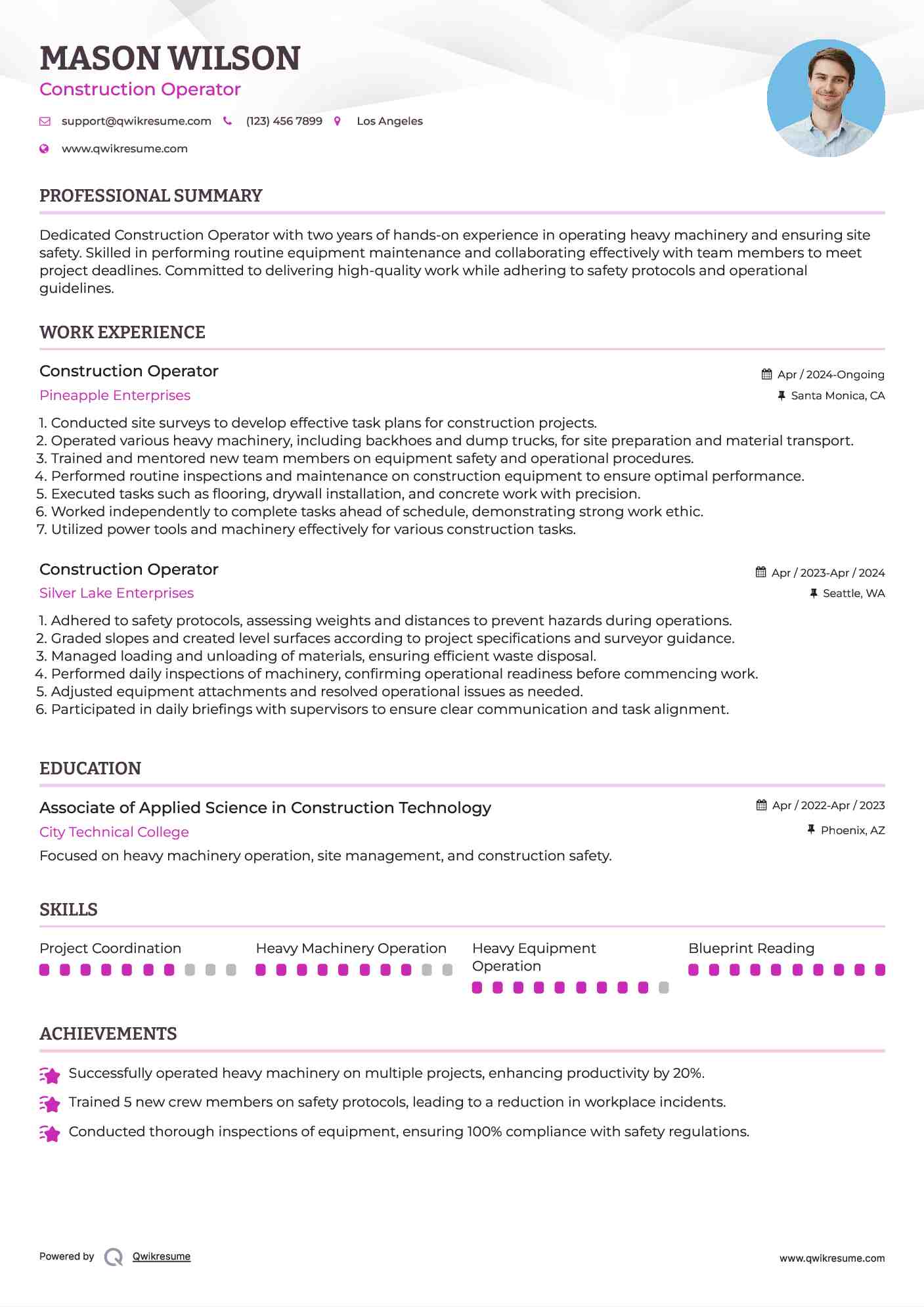 10 Construction Operator Resume - Construction Operator 1663318176 Pdf 