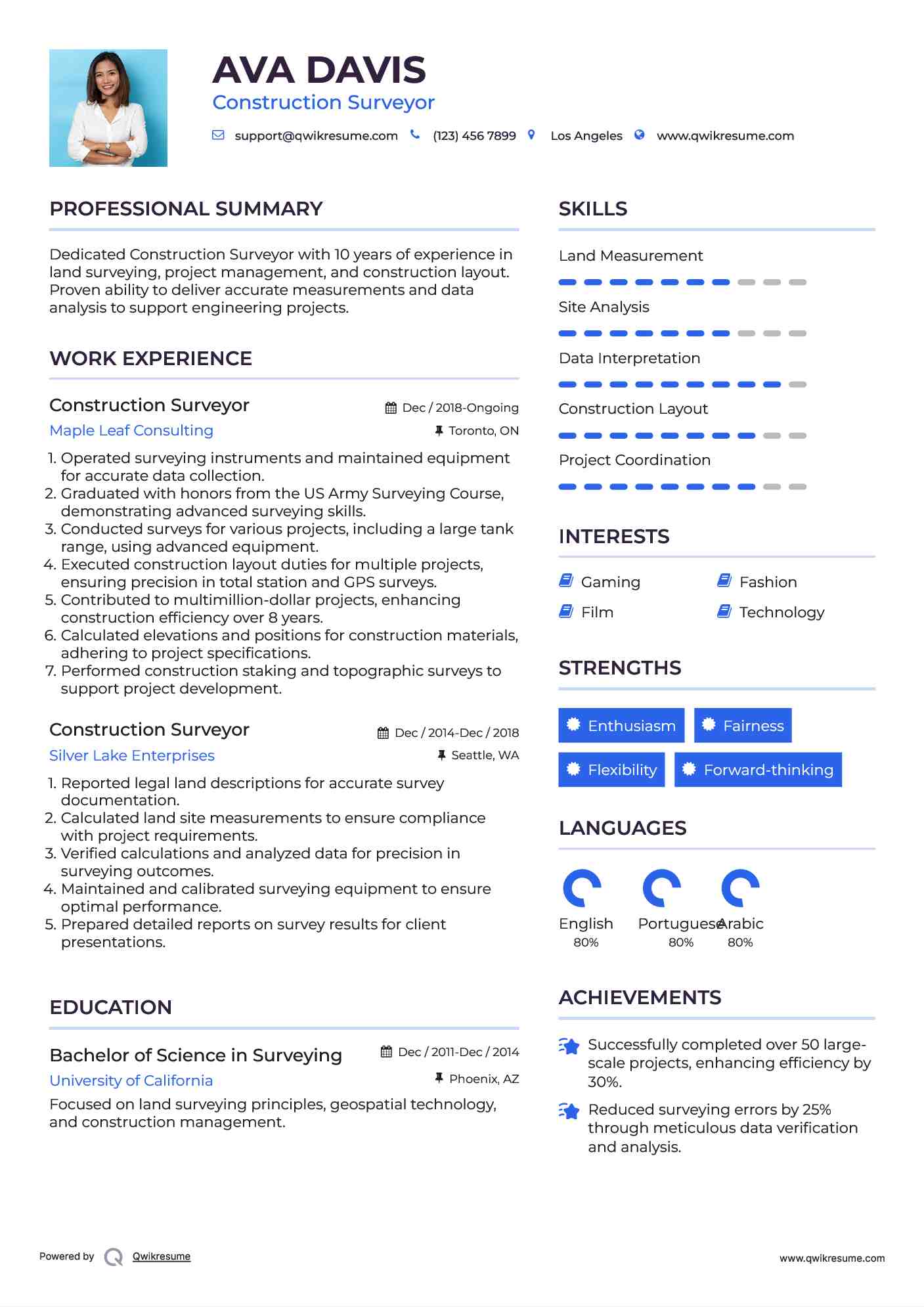 Construction Surveyor Resume Template