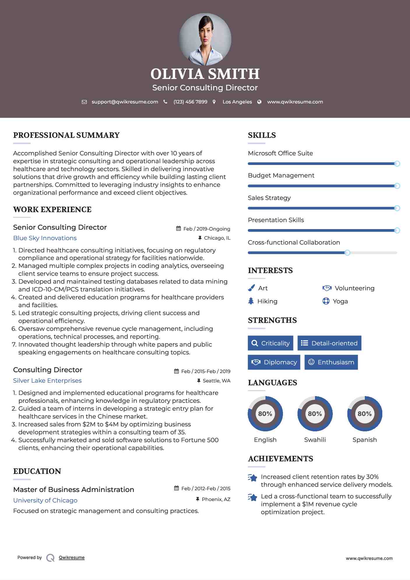 Senior Consulting Director Resume Format