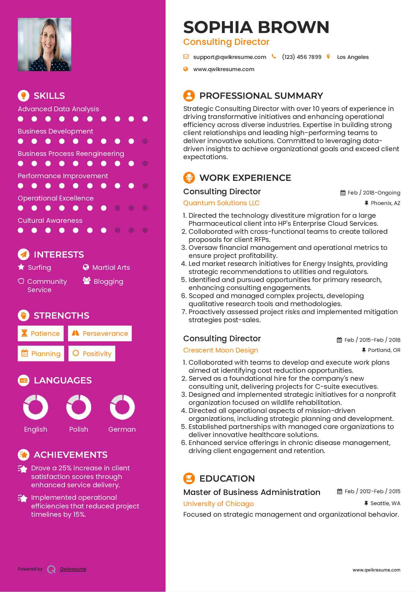 Consulting Director Resume Format