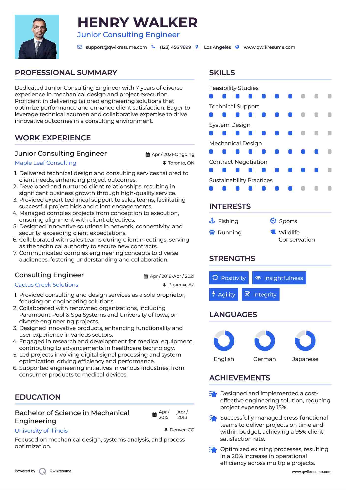 Consulting Engineer Resume Samples | QwikResume