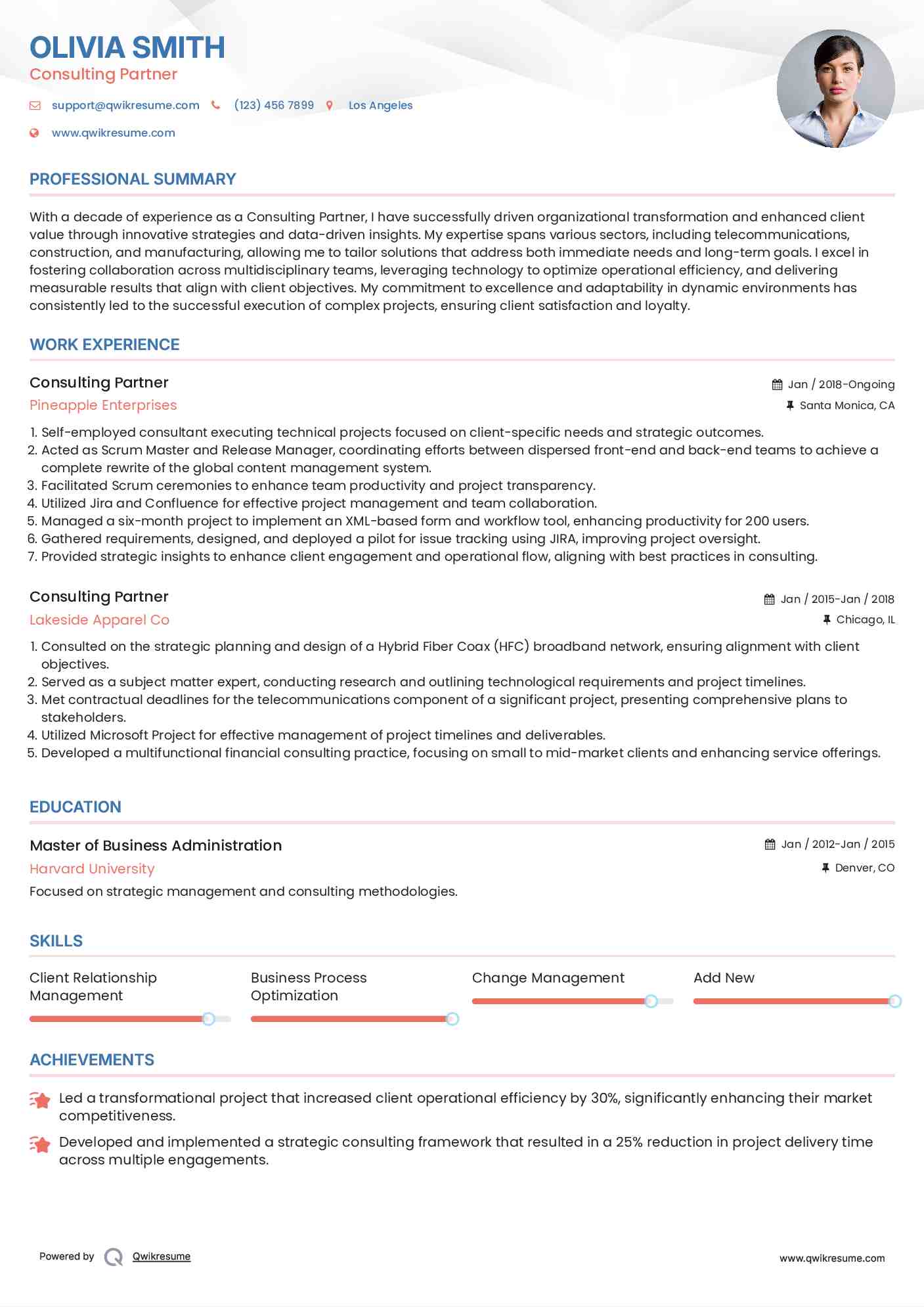 Consulting Partner Resume Template