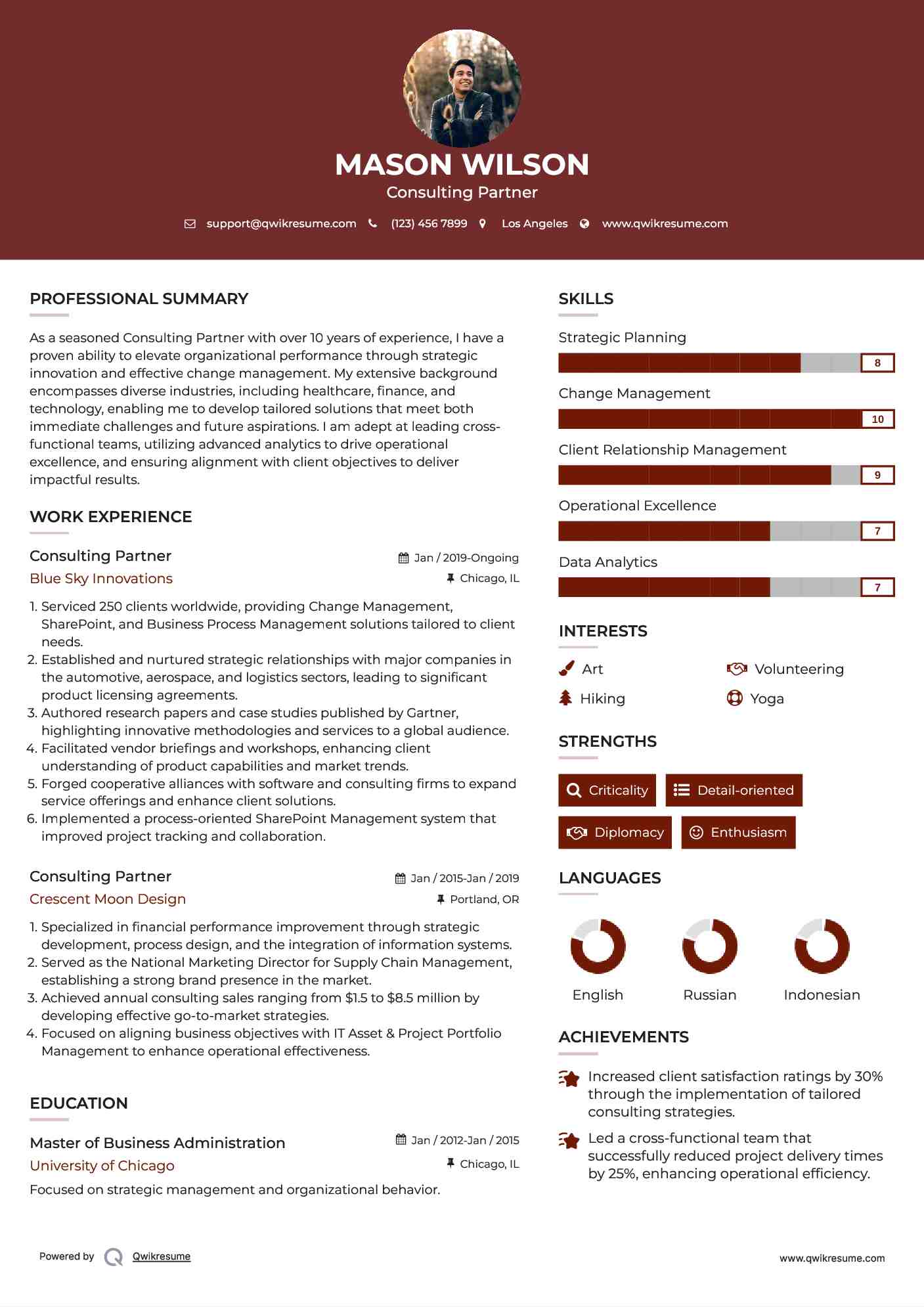 Consulting Partner Resume Format
