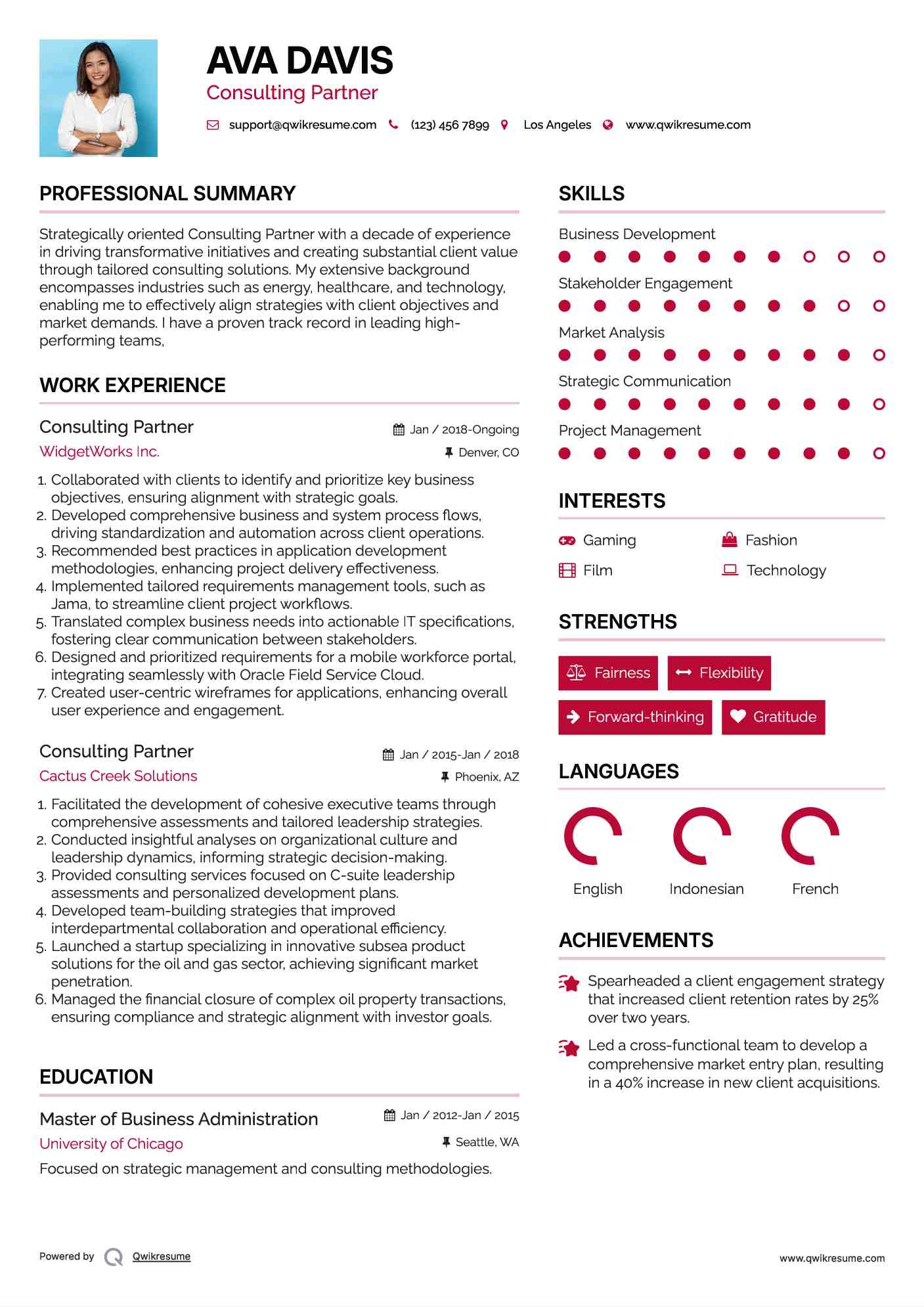 Consulting Partner Resume Template