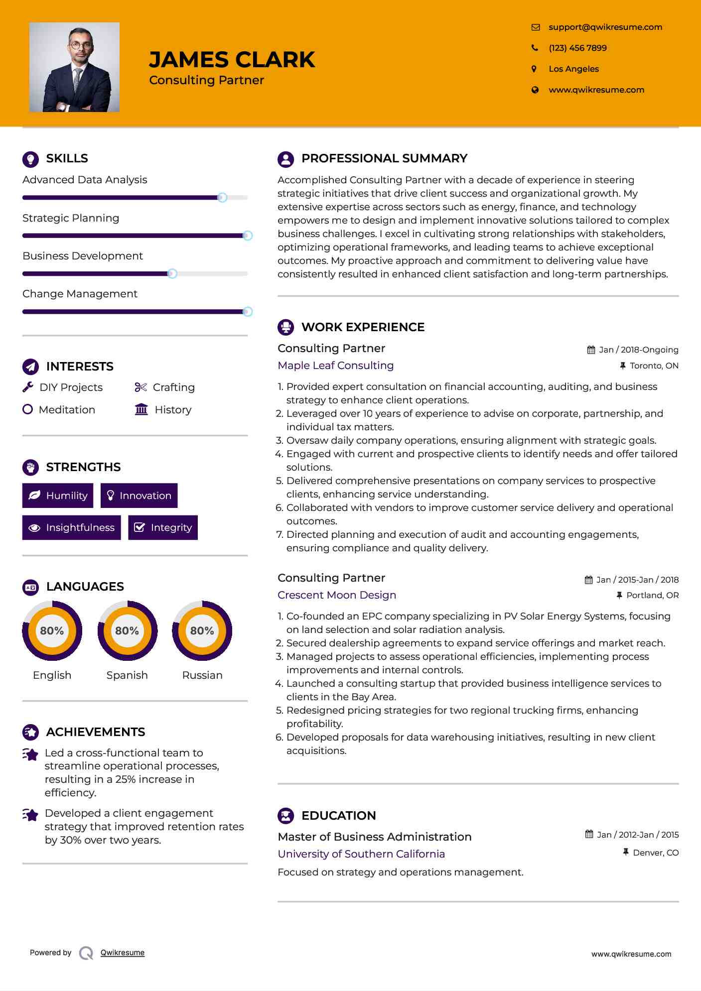 Consulting Partner Resume Template