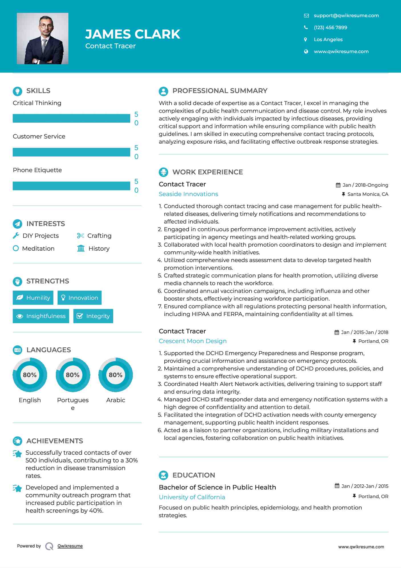 Contact Tracer Resume Example