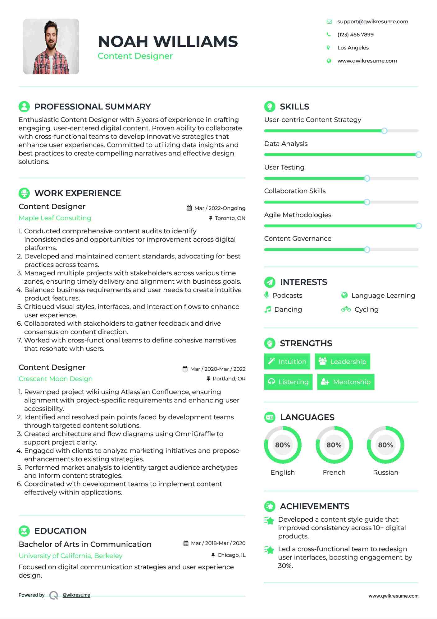 Content Designer Resume Sample