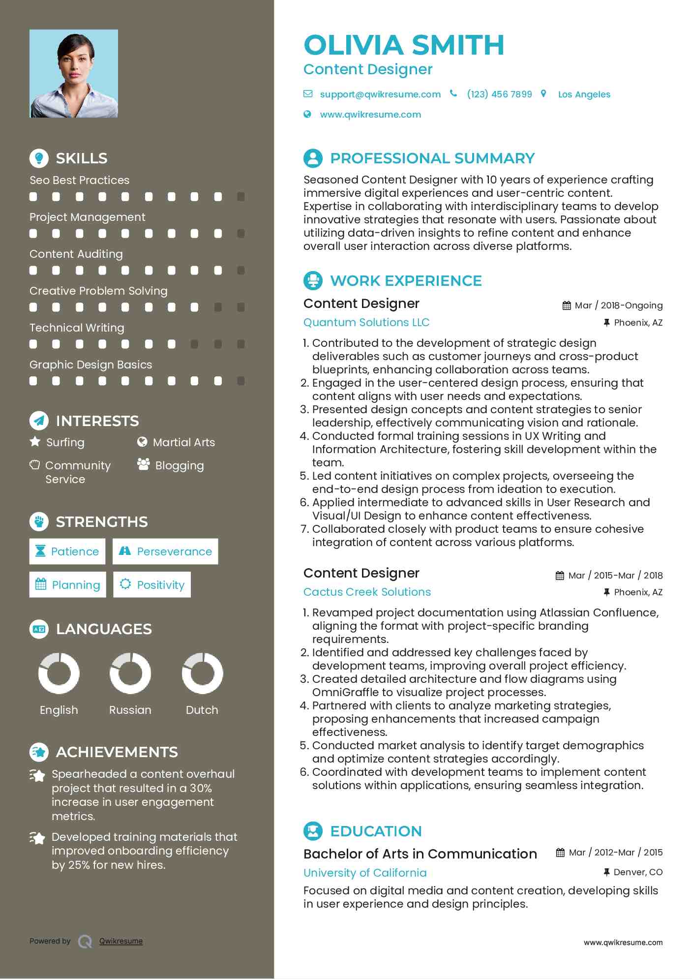 Content Designer Resume Template