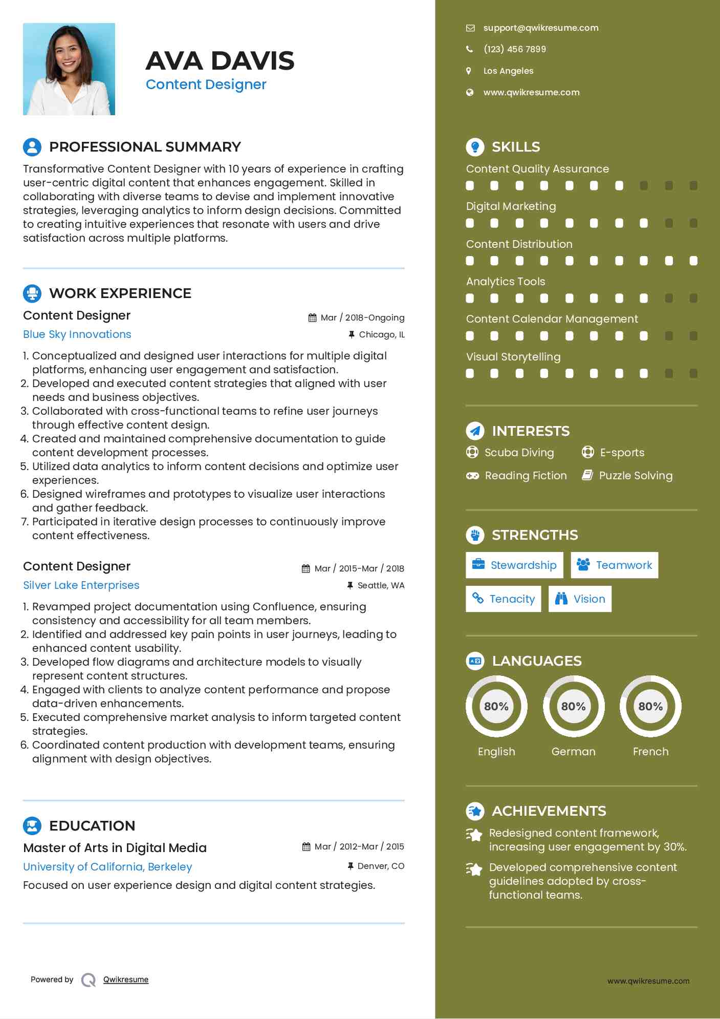 Content Designer Resume Template