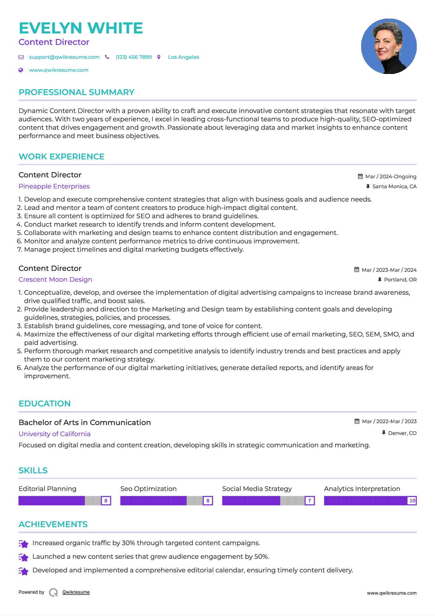 Content Director Resume Template