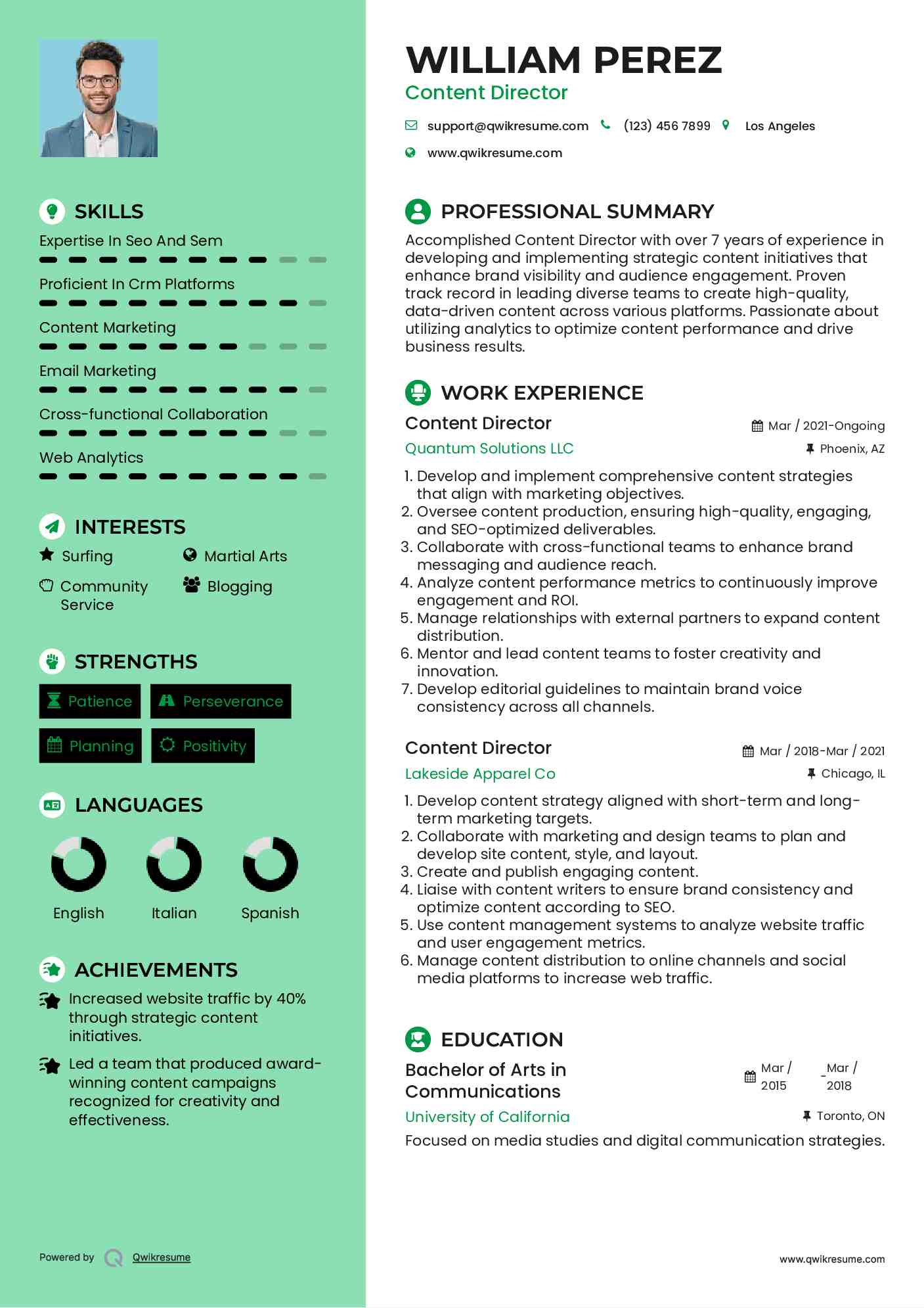 Content Director Resume Template