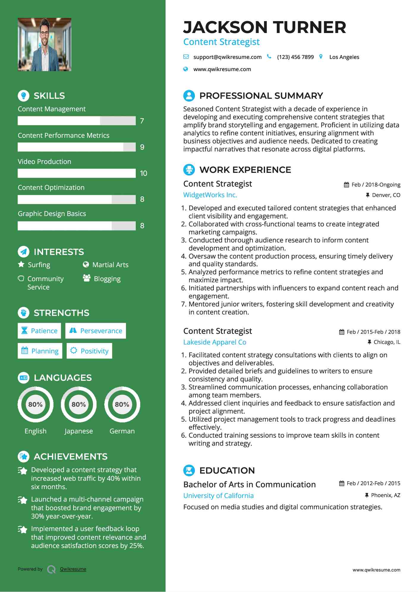 Content Strategist Resume Model