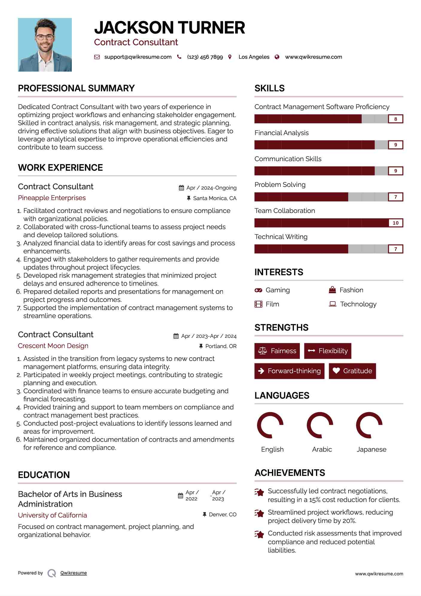 Contract Consultant Resume Template