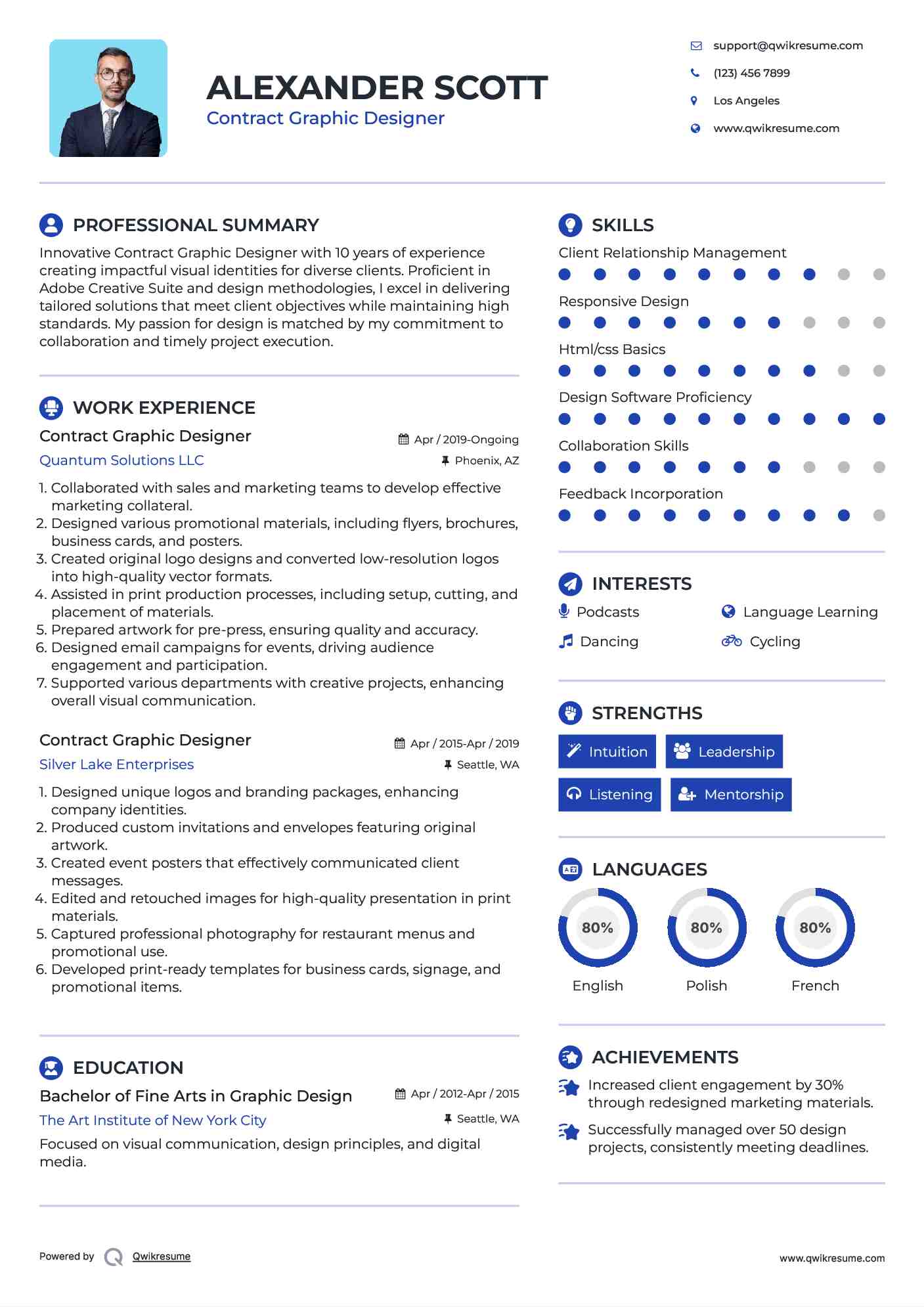 Contract Graphic Designer Resume Model