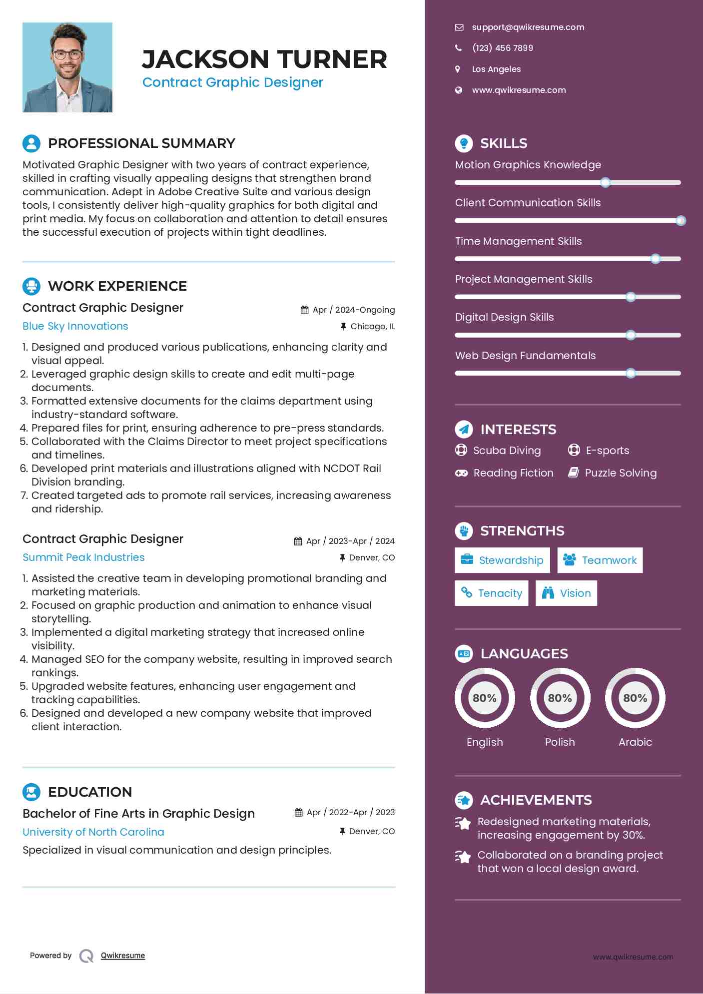 Contract Graphic Designer Resume Example