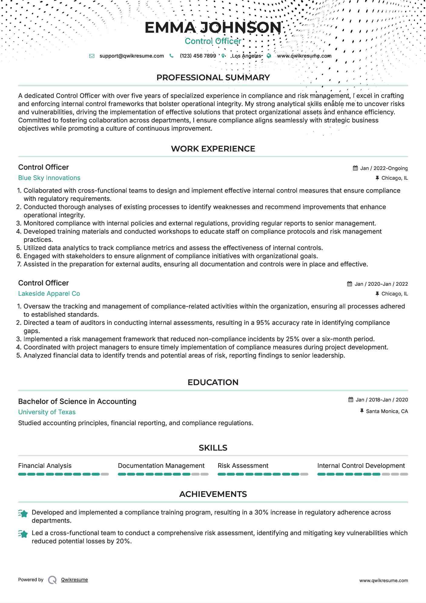 Control Officer Resume Format