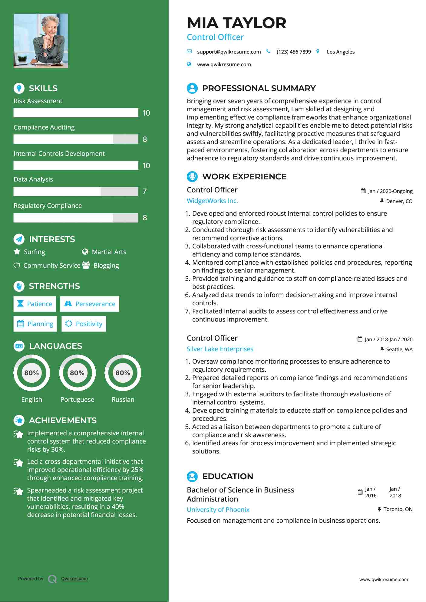 Control Officer Resume Format