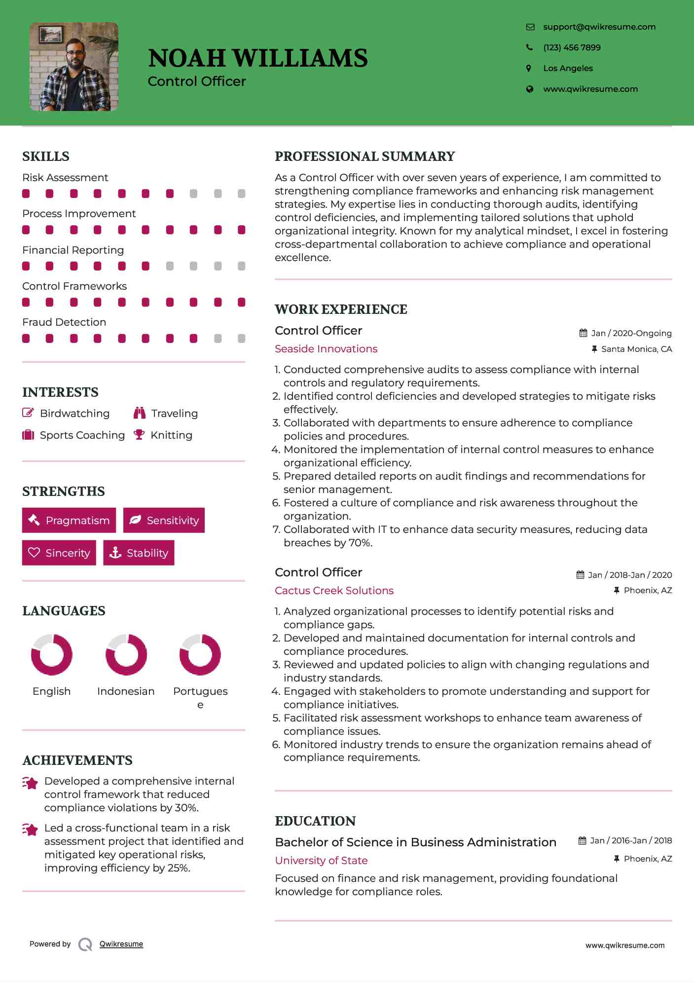 Control Officer Resume Samples QwikResume