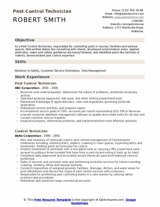 Control Technician Resume Samples QwikResume