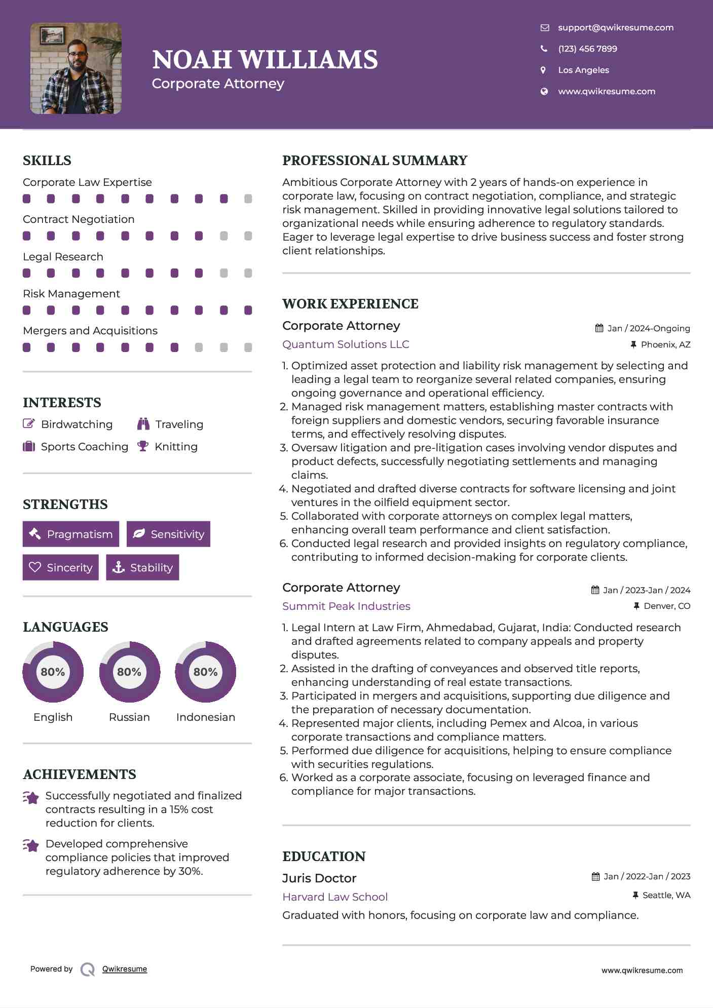 Corporate Attorney Resume Example