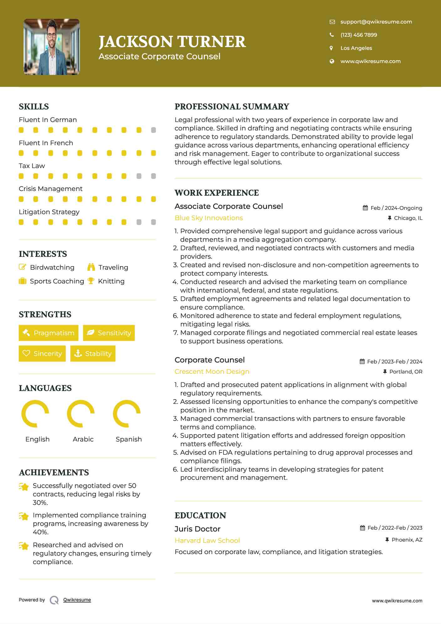 Associate Corporate Counsel
 Resume Model