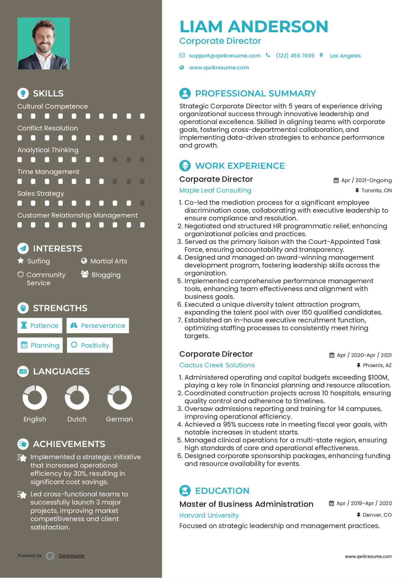 Corporate Director Resume Example