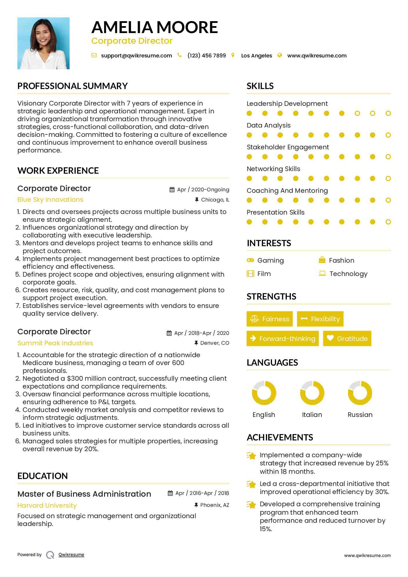 Corporate Director Resume Template