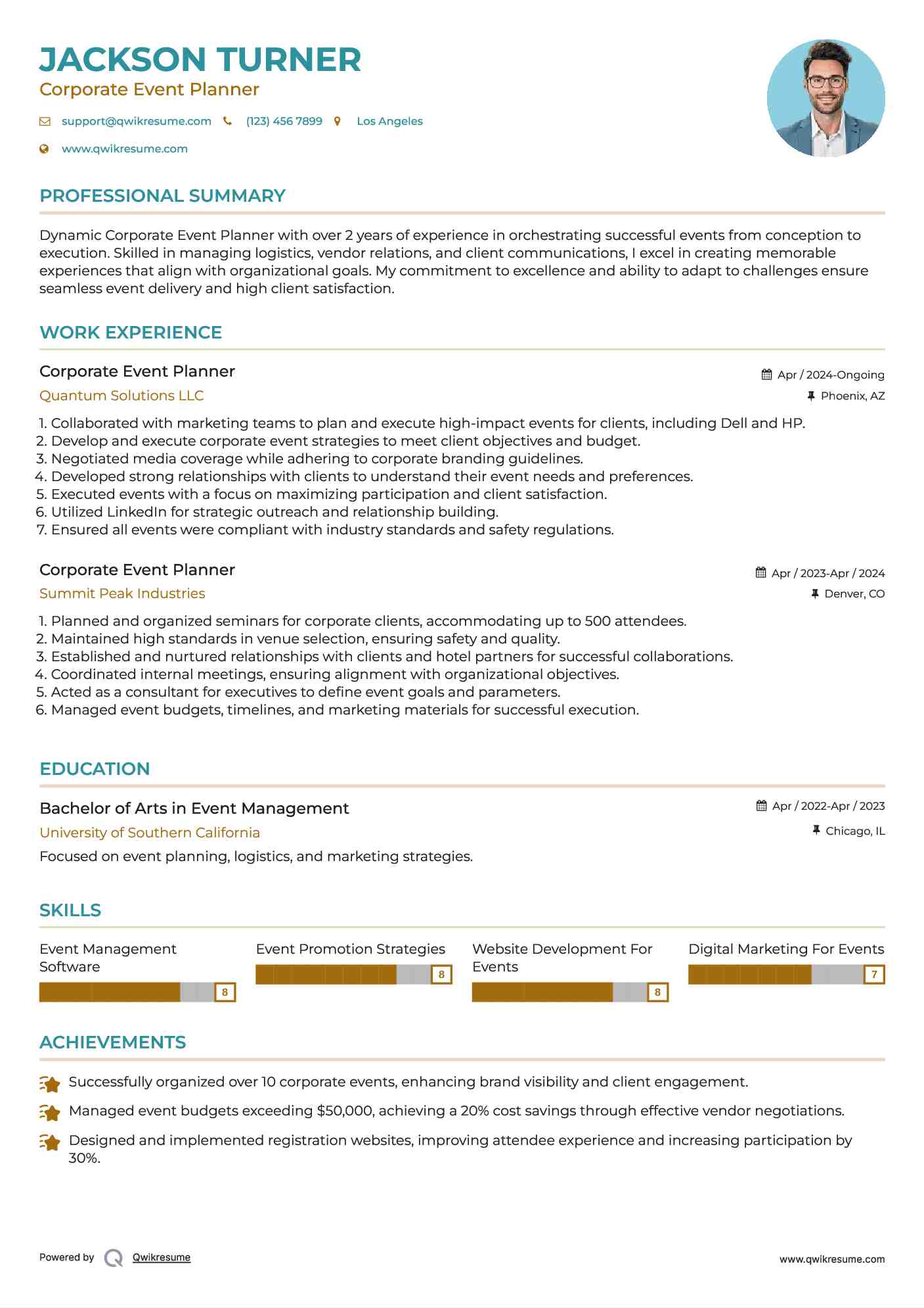 Corporate Event Planner Resume Model