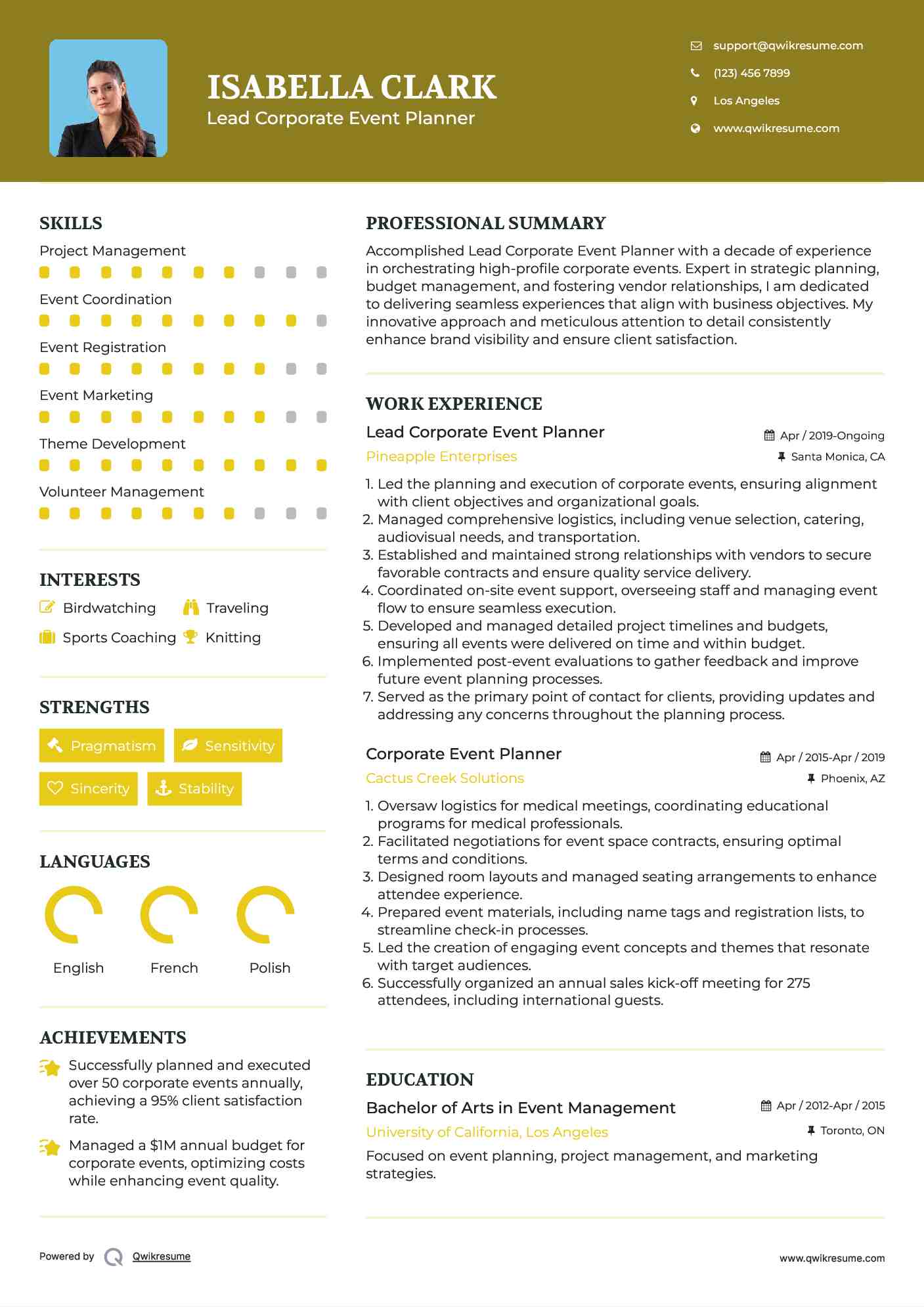 Lead Corporate Event Planner Resume Template