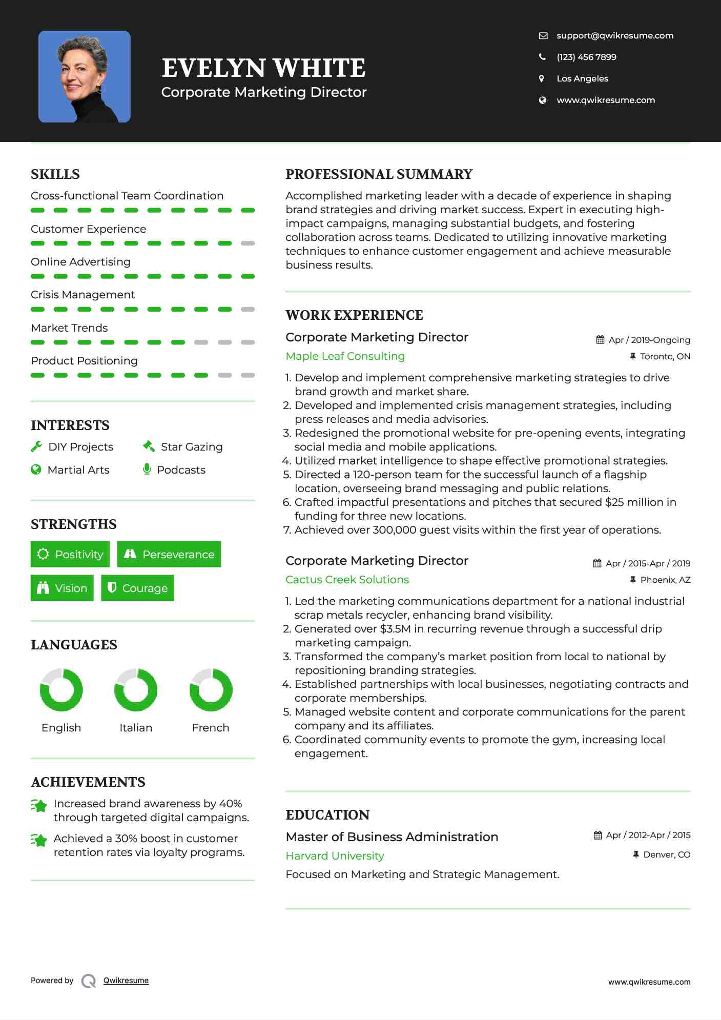 Corporate Marketing Director Resume Model