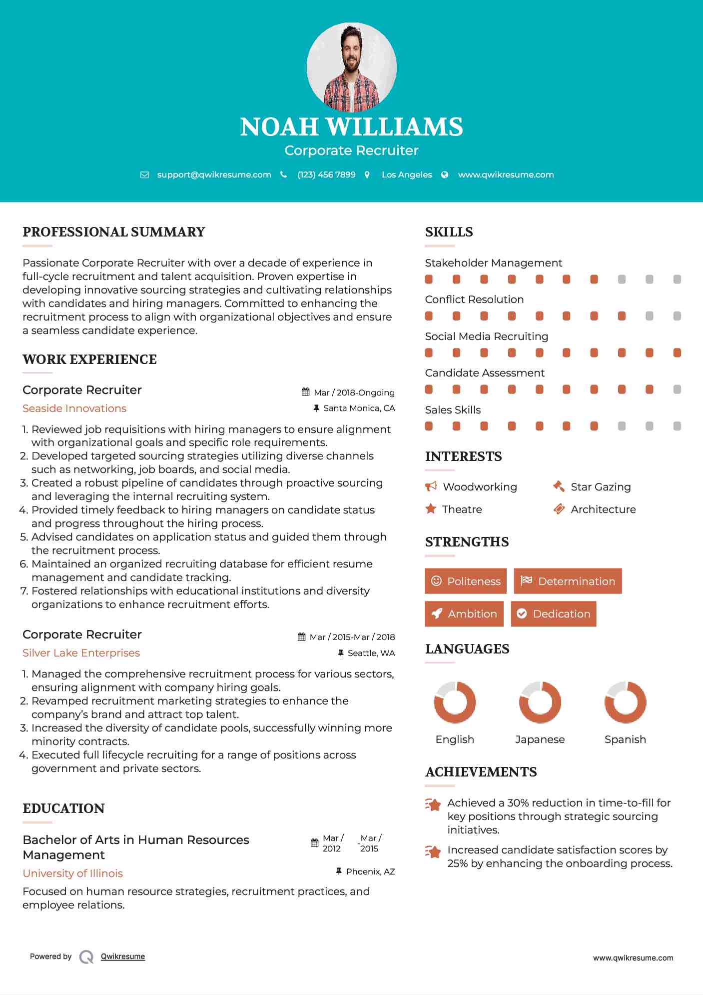 Corporate Recruiter Resume Format