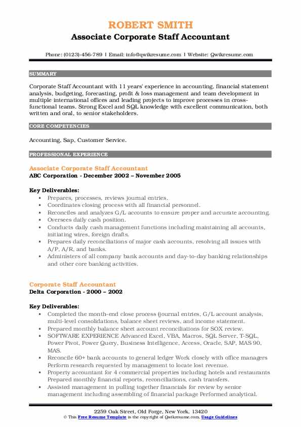 Corporate Staff Accountant Resume - Corporate Staff Accountant 1583409943 Pdf 