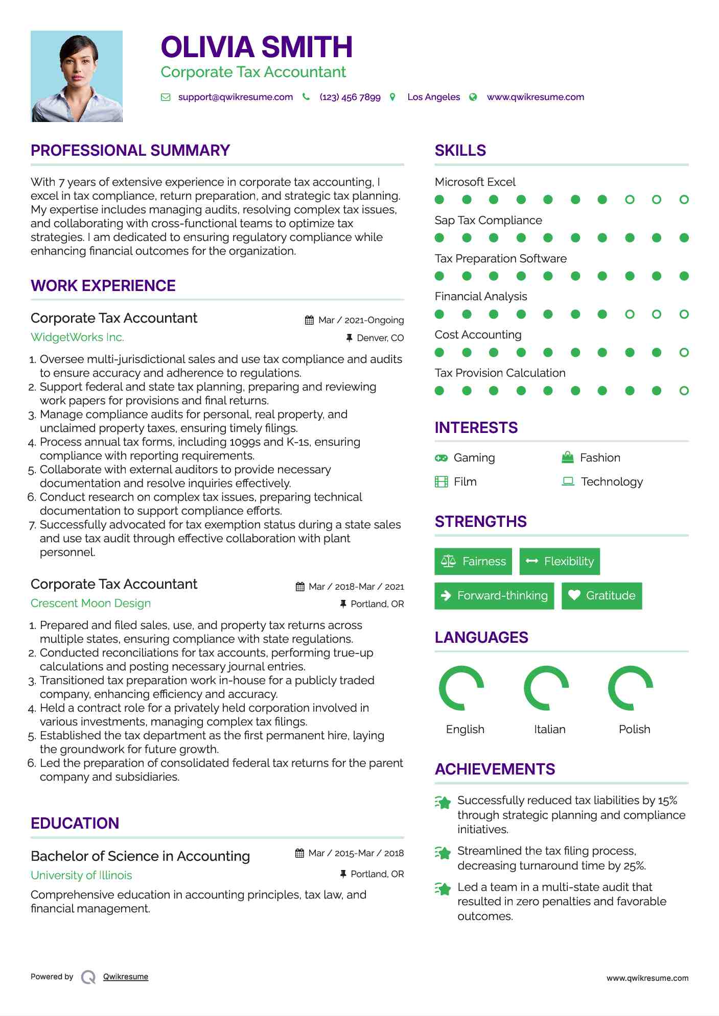 Corporate Tax Accountant Resume Model