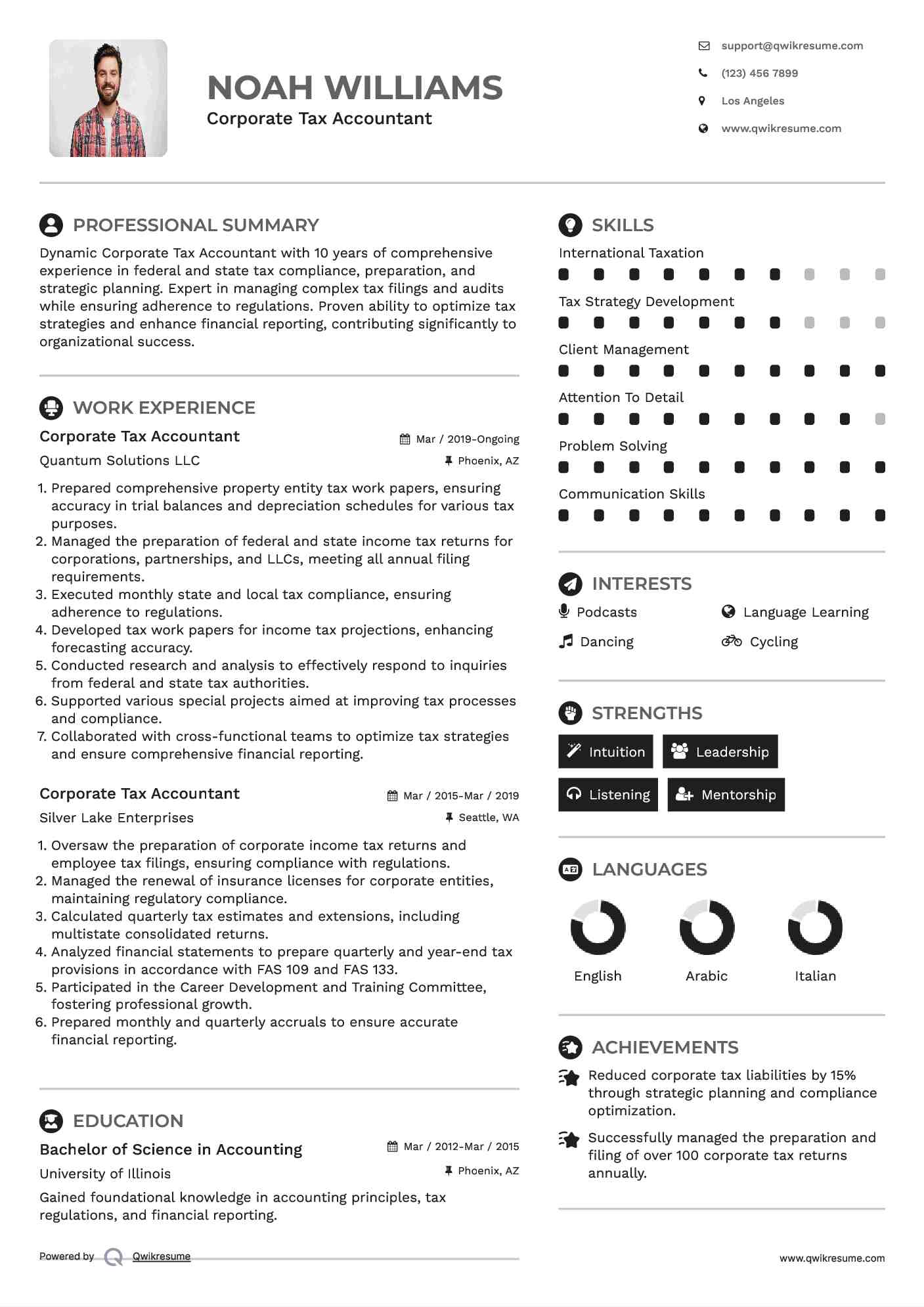 Corporate Tax Accountant Resume Template