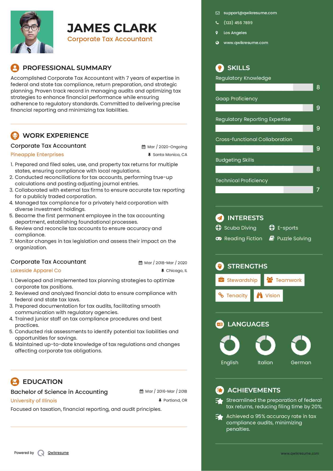 Corporate Tax Accountant Resume Format