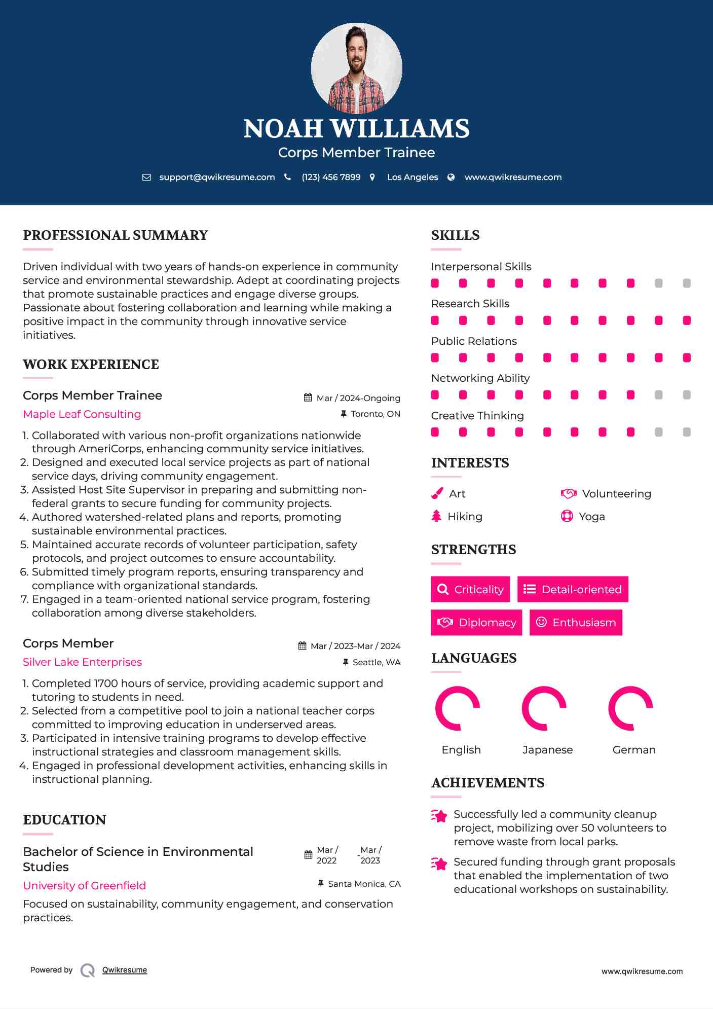Corps Member Trainee Resume Format