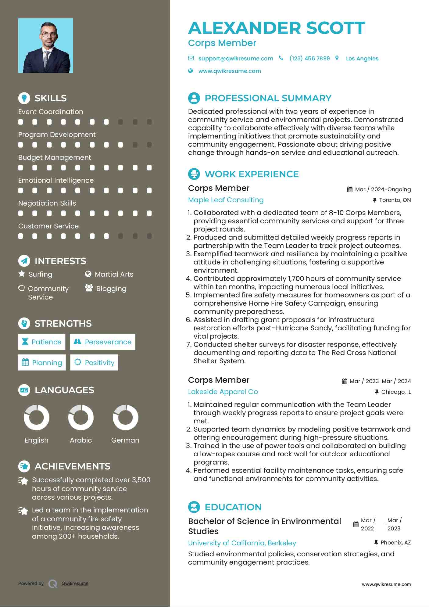 Corps Member Resume Format