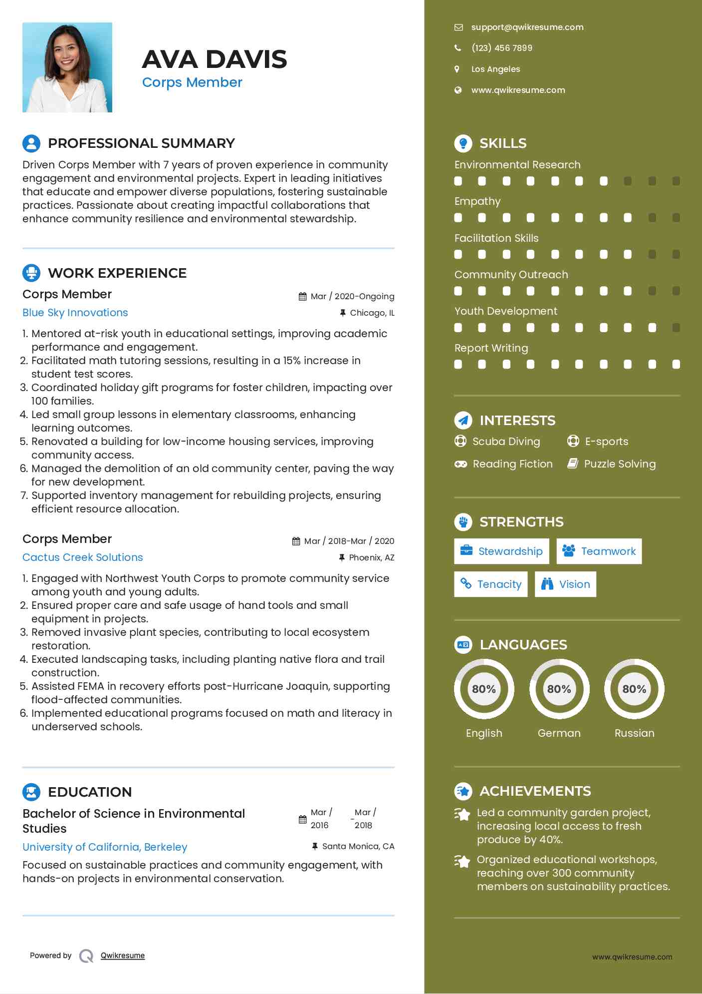 Corps Member Resume Template