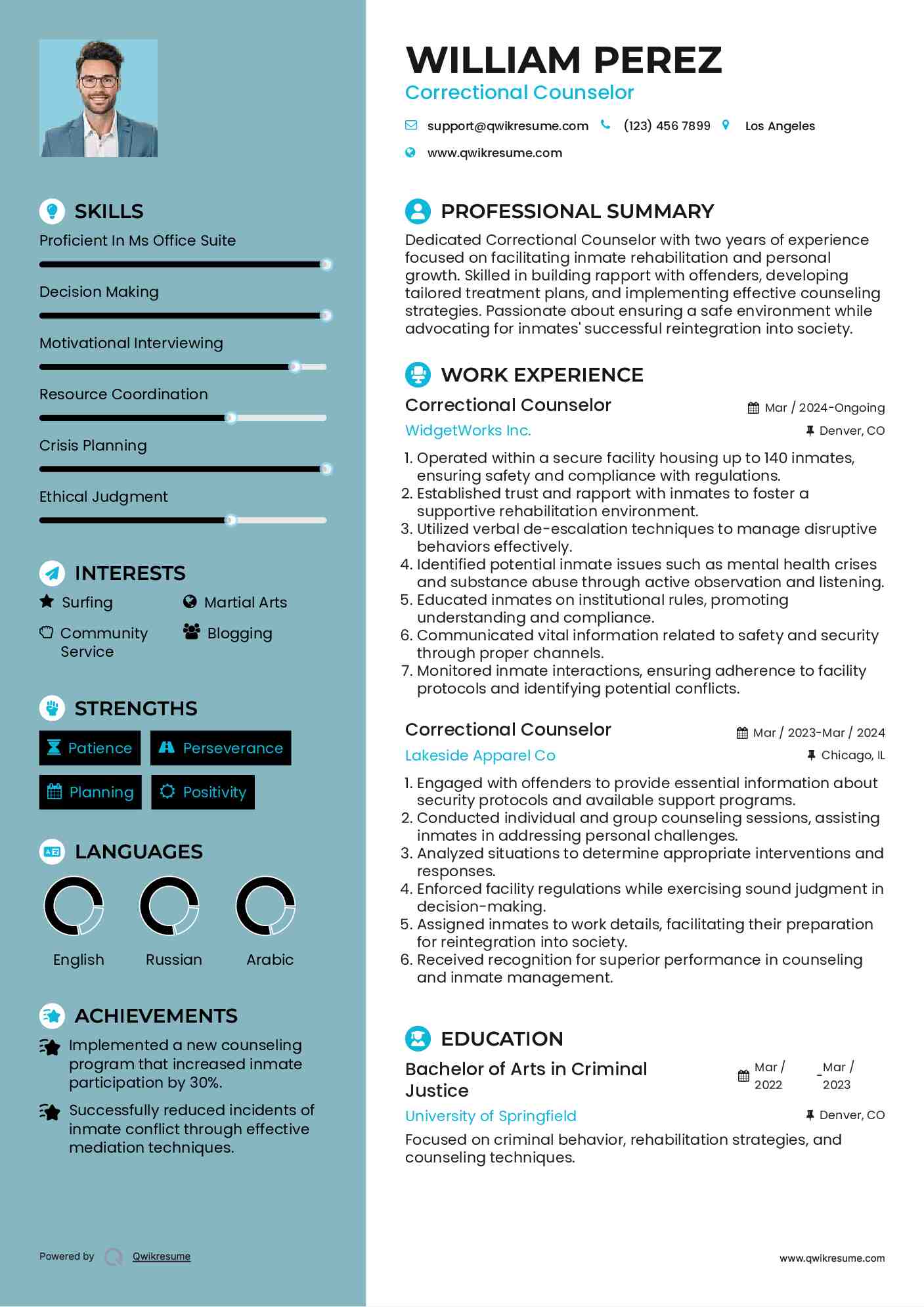 Correctional Counselor Resume Template
