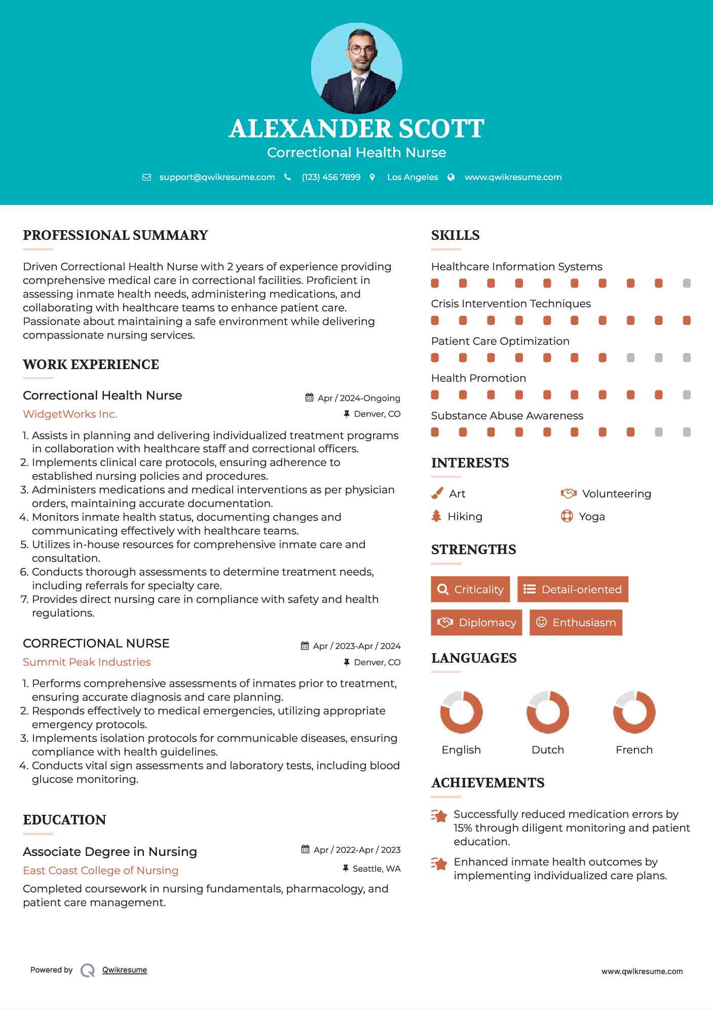 Correctional Health Nurse Resume Format