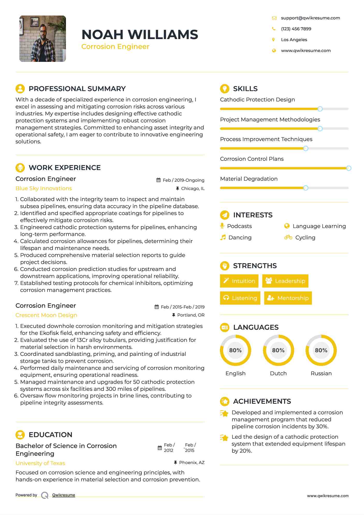 Corrosion Engineer Resume Template