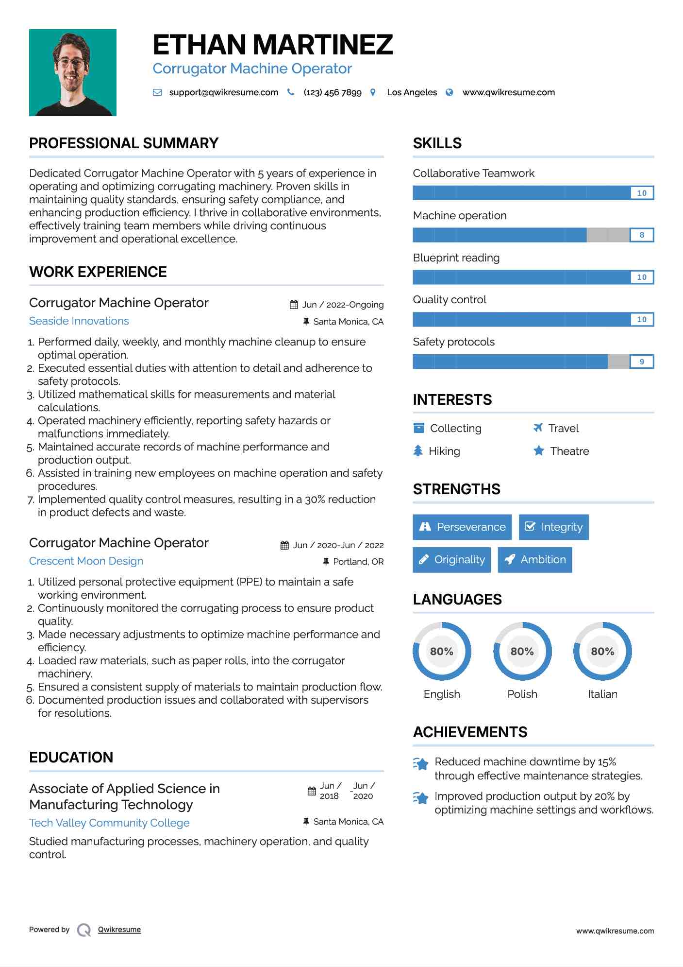Corrugator Machine Operator Resume Format
