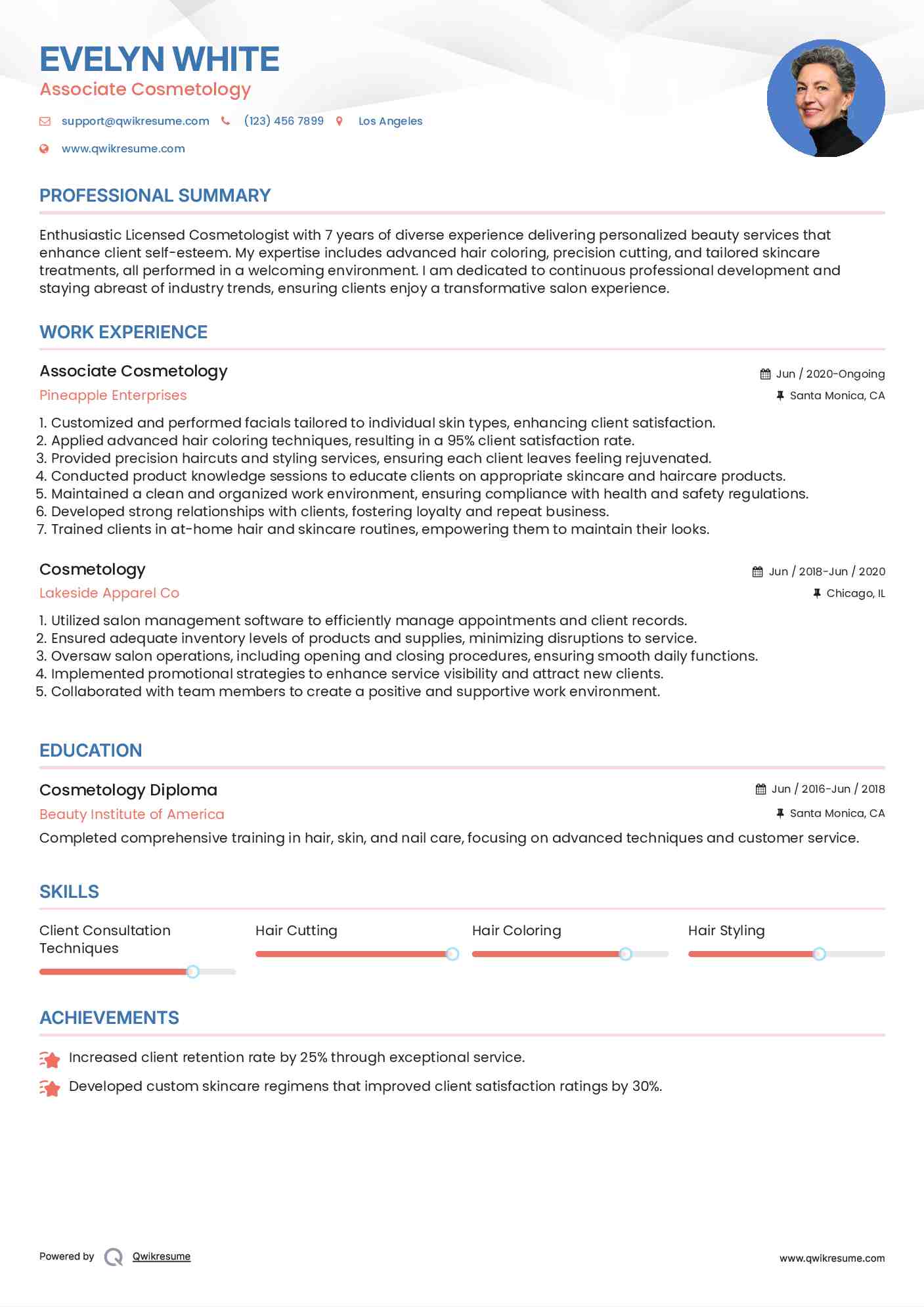 Associate Cosmetology Resume Format